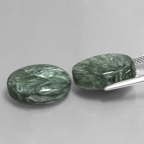 캐럿 천연 녹색 세라피나이트 보석, 타원형 컷, 불투명체