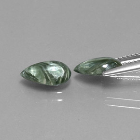 캐럿 천연 그린 세라피나이트 보석, 배 모양, 9.7×5.5 mm, 불투명체