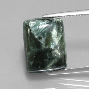 9.56캐럿 천연 미디엄 그린 세라피나이트, 바게트, 15.2×11.6 mm, 불투명체