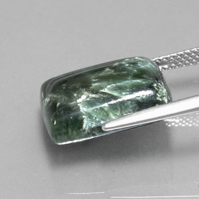 9.56캐럿 천연 미디엄 그린 세라피나이트, 바게트, 15.2×11.6 mm, 불투명체