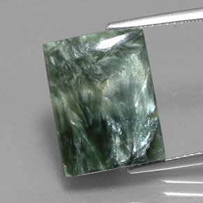 10.42캐럿 천연 그린 세라피나이트, 바게트, 16×12.1 mm, 불투명체
