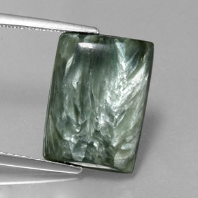 6.56캐럿 천연 그린 세라피나이트, 바게트, 15.6×11.4 mm, 불투명체