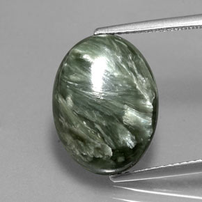 8.08캐럿 천연 그린 세라피나이트, 타원형 컷, 15.9×12 mm, 불투명체
