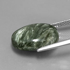 8.08캐럿 천연 그린 세라피나이트, 타원형 컷, 15.9×12 mm, 불투명체