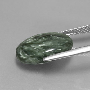 6.39캐럿 천연 그린 세라피나이트, 타원형 컷, 15.2×11.1 mm, 불투명체