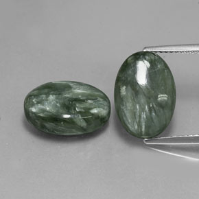 12.01캐럿 천연 그린 세라피나이트 보석, 타원형 컷, 14×9.9 mm, 불투명체