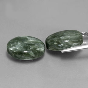 12.01캐럿 천연 그린 세라피나이트 보석, 타원형 컷, 14×9.9 mm, 불투명체