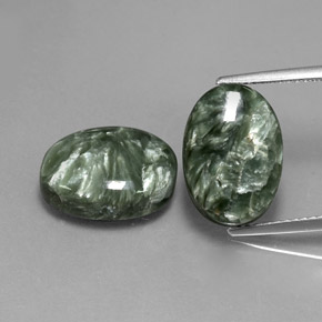 캐럿 천연 그린 세라피나이트 보석, 타원형 컷, 14.1×10.1 mm, 불투명체