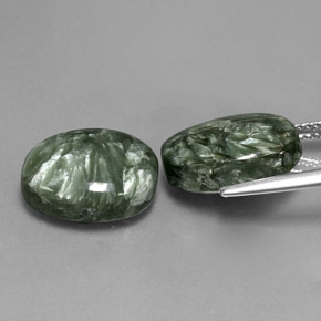 캐럿 천연 그린 세라피나이트 보석, 타원형 컷, 14.1×10.1 mm, 불투명체