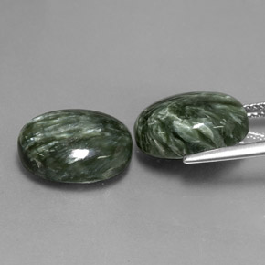 캐럿 천연 녹색 세라피나이트 보석, 타원형 컷, 불투명체