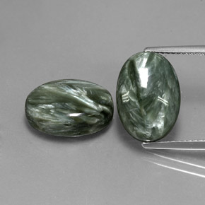 13.00캐럿 천연 흙빛 녹색 세라피나이트 보석, 타원형 컷, 14.1×10.1 mm, 불투명체