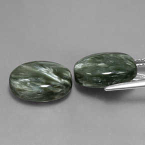 13.00캐럿 천연 흙빛 녹색 세라피나이트 보석, 타원형 컷, 14.1×10.1 mm, 불투명체