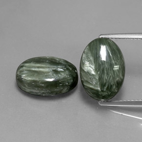 12.72캐럿 천연 아미 그린 세라피나이트 보석, 타원형 컷, 14.1×10 mm, 불투명체