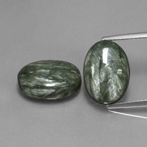 11.70캐럿 천연 여러 가지 빛깔의 녹색 세라피나이트 보석, 타원형 컷, 14.1×10 mm, 불투명체
