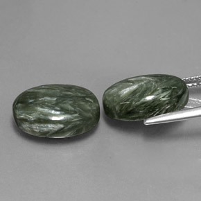 11.70캐럿 천연 여러 가지 빛깔의 녹색 세라피나이트 보석, 타원형 컷, 14.1×10 mm, 불투명체