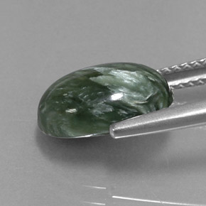 3.12캐럿 천연 그린 세라피나이트, 타원형 컷, 11.6×7.8 mm, 불투명체