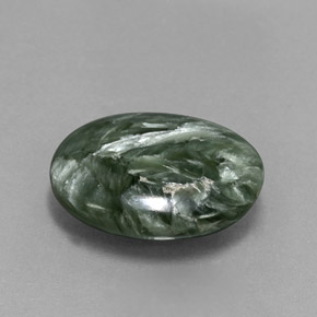 6.39캐럿 천연 그린 세라피나이트, 타원형 컷, 15.8×11.9 mm, 불투명체