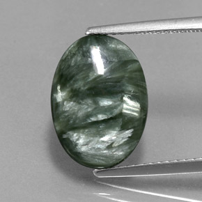 5.38캐럿 천연 그린 세라피나이트, 타원형 컷, 13.9×10 mm, 불투명체