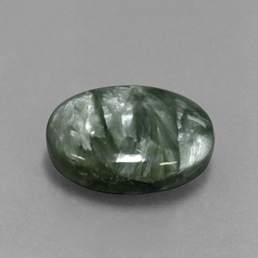 5.38캐럿 천연 그린 세라피나이트, 타원형 컷, 13.9×10 mm, 불투명체