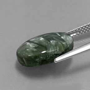 5.38캐럿 천연 그린 세라피나이트, 타원형 컷, 13.9×10 mm, 불투명체