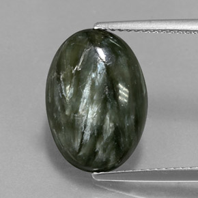 5.60캐럿 천연 그린 세라피나이트, 타원형 컷, 15.2×10.5 mm, 불투명체