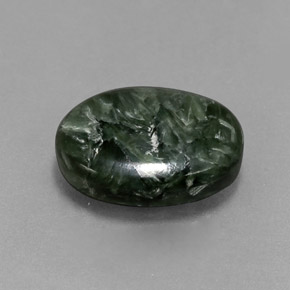 5.06캐럿 천연 그린 세라피나이트, 타원형 컷, 13.9×10 mm, 불투명체