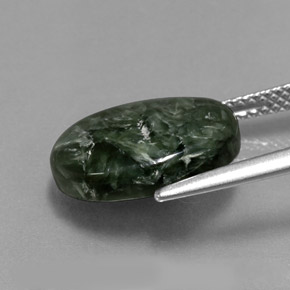 5.06캐럿 천연 그린 세라피나이트, 타원형 컷, 13.9×10 mm, 불투명체