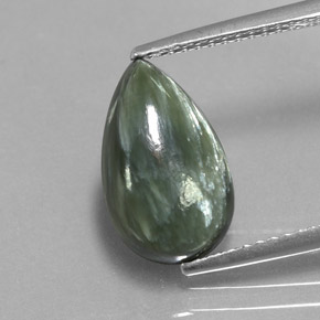 3.48캐럿 천연 그린 세라피나이트, 배 모양, 13.2×8.2 mm, 불투명체
