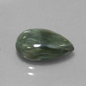 3.48캐럿 천연 그린 세라피나이트, 배 모양, 13.2×8.2 mm, 불투명체