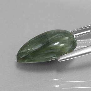3.48캐럿 천연 그린 세라피나이트, 배 모양, 13.2×8.2 mm, 불투명체