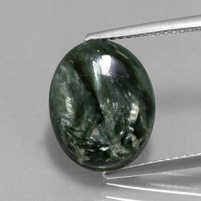 5.08캐럿 천연 그린 세라피나이트, 타원형 컷, 13.5×11 mm, 불투명체