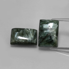 캐럿 천연 그린 세라피나이트 보석, 바게트, 13.9×10.1 mm, 불투명체