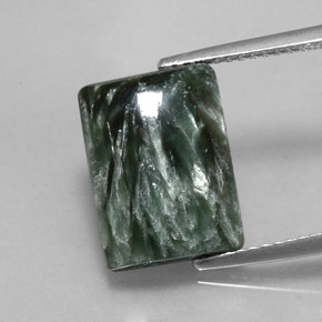 5.99캐럿 천연 그린 세라피나이트, 바게트, 13.5×10 mm, 불투명체