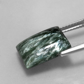 5.99캐럿 천연 그린 세라피나이트, 바게트, 13.5×10 mm, 불투명체