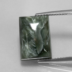 7.16캐럿 천연 그린 세라피나이트, 바게트, 13.8×9.8 mm, 불투명체