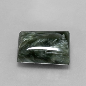 7.16캐럿 천연 그린 세라피나이트, 바게트, 13.8×9.8 mm, 불투명체