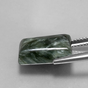 7.16캐럿 천연 그린 세라피나이트, 바게트, 13.8×9.8 mm, 불투명체