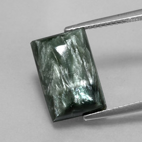 5.60캐럿 천연 그린 세라피나이트, 바게트, 13.6×9.1 mm, 불투명체