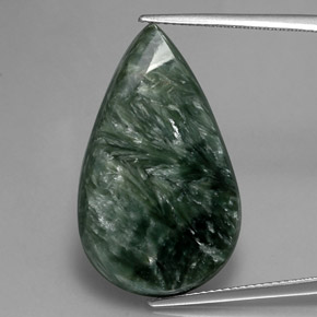 19.58캐럿 천연 그린 세라피나이트, 배 모양, 29.4×17.5 mm, 불투명체