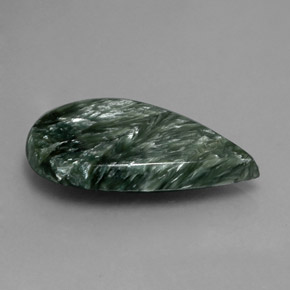 19.58캐럿 천연 그린 세라피나이트, 배 모양, 29.4×17.5 mm, 불투명체