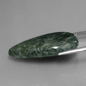 19.58캐럿 천연 그린 세라피나이트, 배 모양, 29.4×17.5 mm, 불투명체