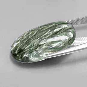 23.76캐럿 천연 녹색 세라피나이트, 타원형 컷, 불투명체