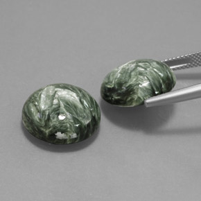 20.65캐럿 천연 그린 세라피나이트 보석, 라운드 컷, 15.63 mm, 불투명체