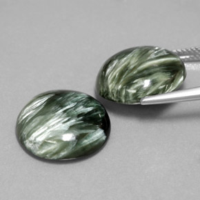 캐럿 천연 녹색 세라피나이트 보석, 라운드 컷, 불투명체