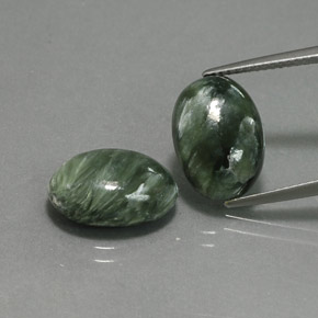 캐럿 천연 그린 세라피나이트 보석, 타원형 컷, 13.7×9.7 mm, 불투명체