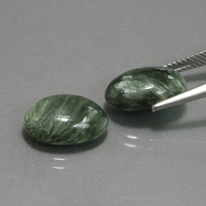 캐럿 천연 그린 세라피나이트 보석, 타원형 컷, 13.7×9.7 mm, 불투명체
