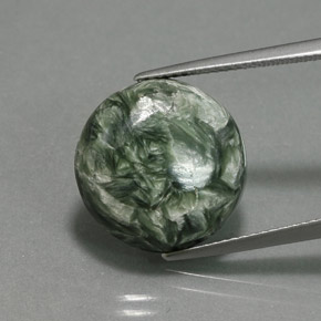 9.92캐럿 천연 그린 세라피나이트, 라운드 컷, 15.95 mm, 불투명체