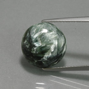 6.47캐럿 천연 그린 세라피나이트, 라운드 컷, 13.83 mm, 불투명체