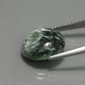 6.47캐럿 천연 그린 세라피나이트, 라운드 컷, 13.83 mm, 불투명체