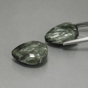 캐럿 천연 녹색 세라피나이트 보석, 배 모양, 불투명체